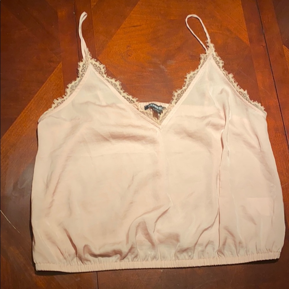 Express Light Pink Satin Tank Top